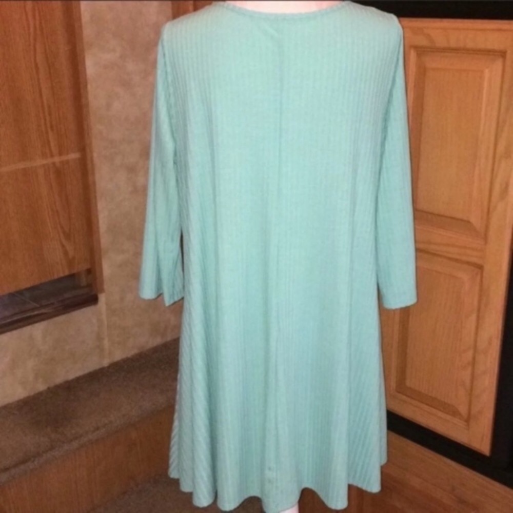 Green Ribbed Swing Dress 1X - Picture 7 of 7